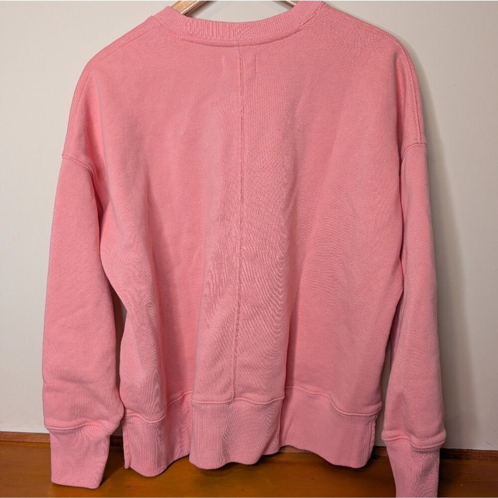 American Eagle Pink Crewneck Sweatshirt Drop Shoulder Vented Hem M - Picture 4 of 8